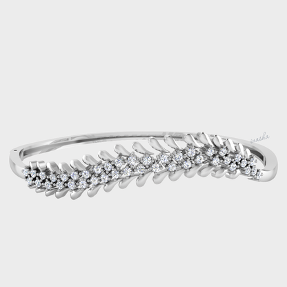 GLI certified lab grown round cut diamond bangle in white gold