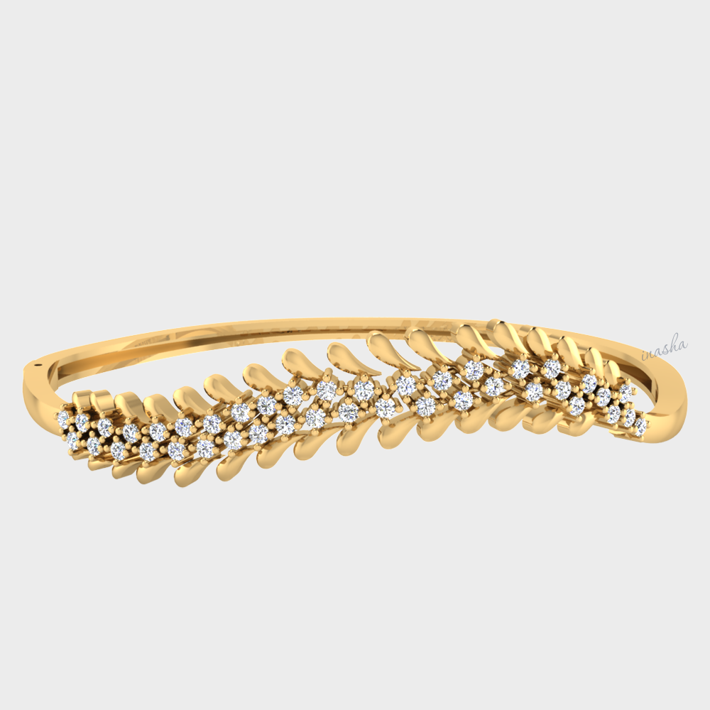 GLI certified lab grown round cut diamond bangle in yellow gold