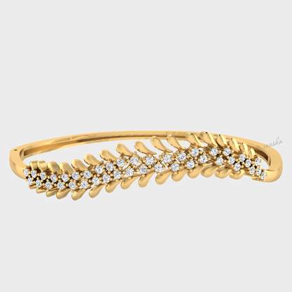 GLI certified lab grown round cut diamond bangle in yellow gold