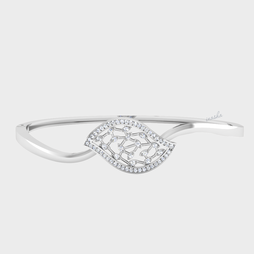 GLI certified lab grown round cut diamond bangle in white gold