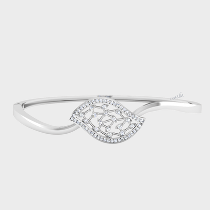 GLI certified lab grown round cut diamond bangle in white gold