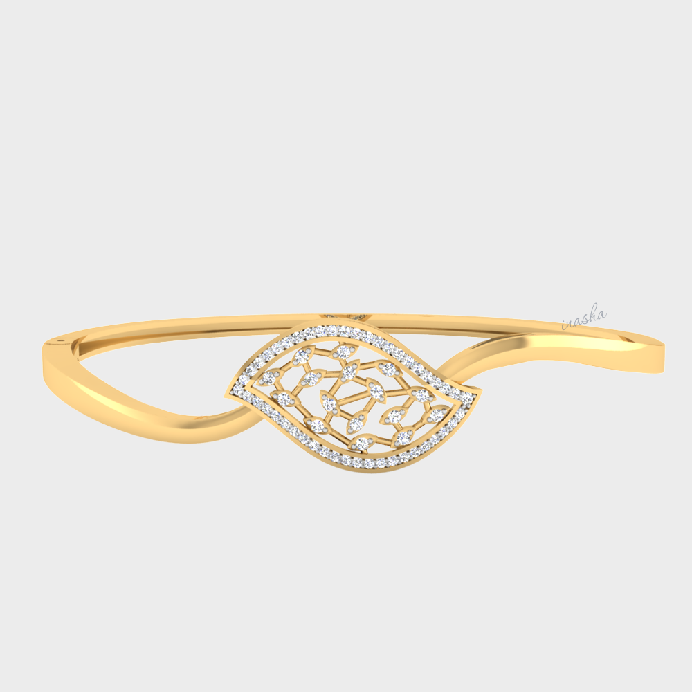 GLI certified lab grown round cut diamond bangle in yellow gold