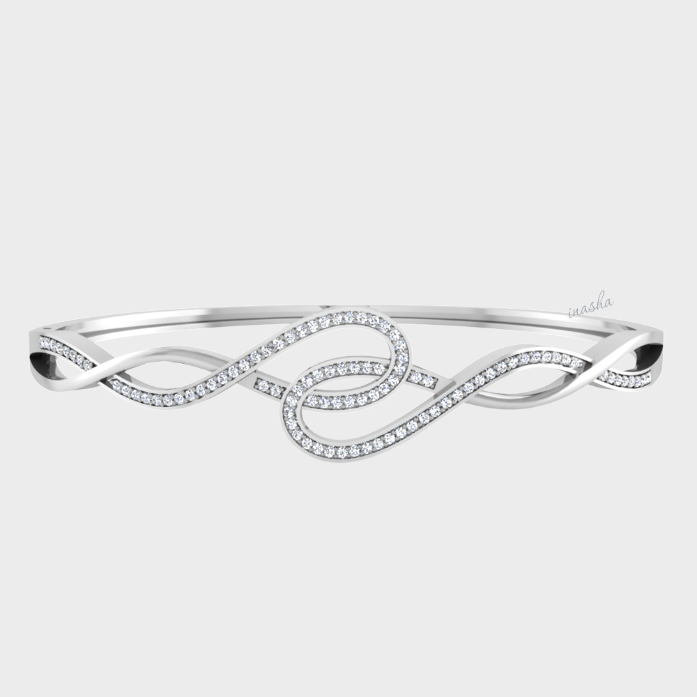 GLI certified lab grown round cut diamond bangle in white gold
