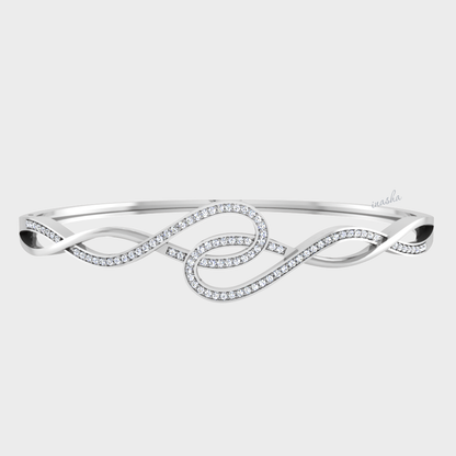 GLI certified lab grown round cut diamond bangle in white gold