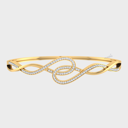 GLI certified lab grown round cut diamond bangle in yellow gold