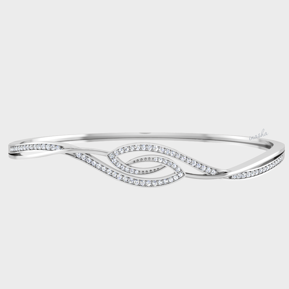 GLI certified lab grown round cut diamond bangle in white gold