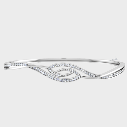 GLI certified lab grown round cut diamond bangle in white gold