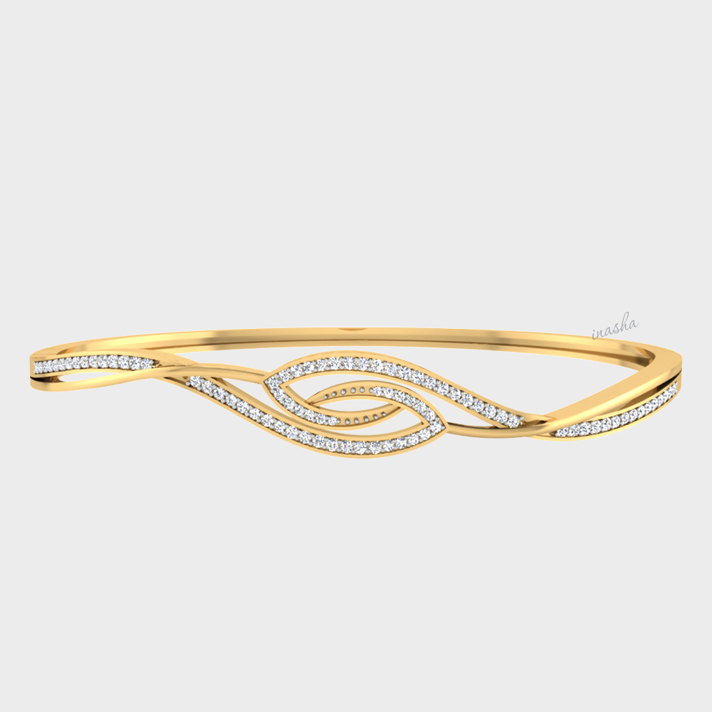 GLI certified lab grown round cut diamond bangle in yellow gold