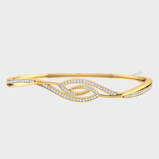 GLI certified lab grown round cut diamond bangle in yellow gold
