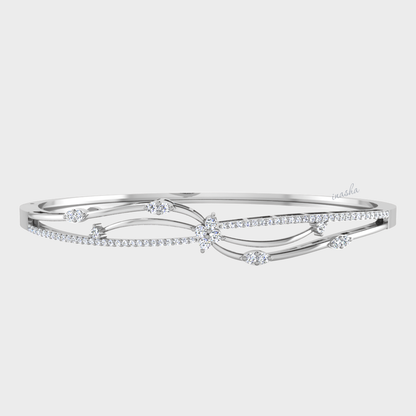 GLI certified lab grown round cut diamond bangle in white gold