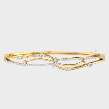 GLI certified lab grown round cut diamond bangle in yellow gold