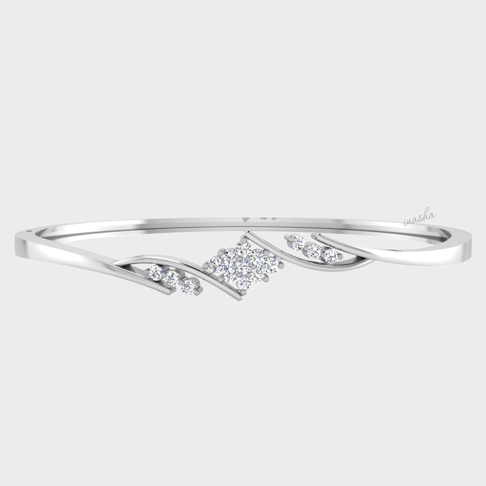 GLI certified lab grown round cut diamond bangle in white gold