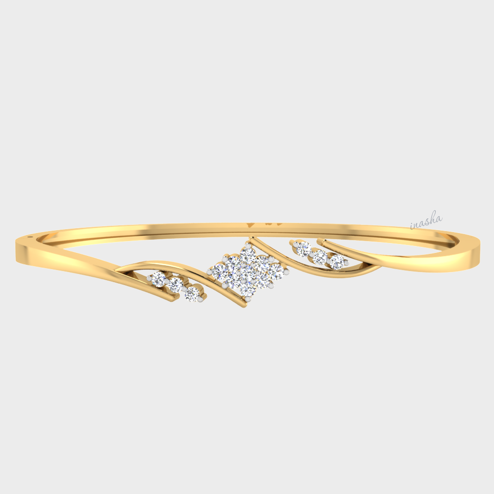 GLI certified lab grown round cut diamond bangle in yellow gold