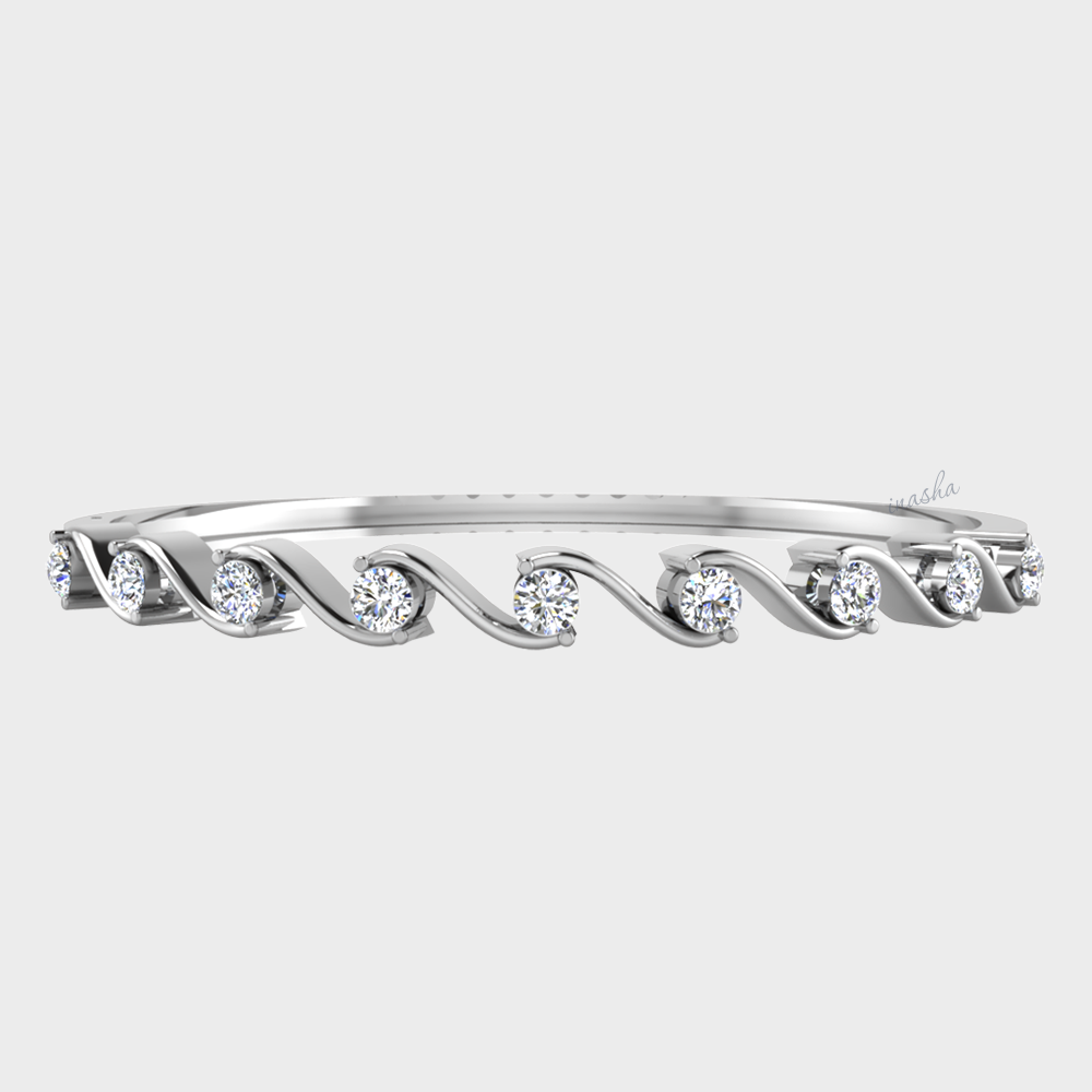 GLI certified lab grown round cut diamond bangle in white gold