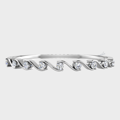 GLI certified lab grown round cut diamond bangle in white gold