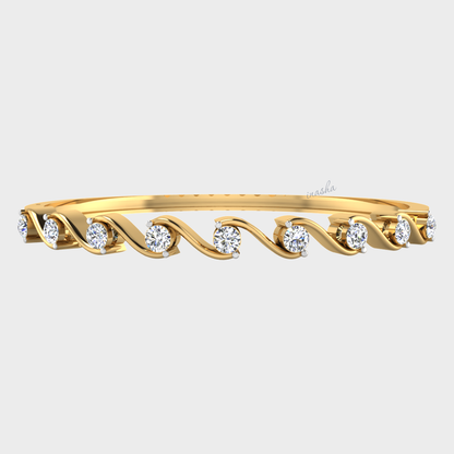 GLI certified lab grown round cut diamond bangle in yellow gold