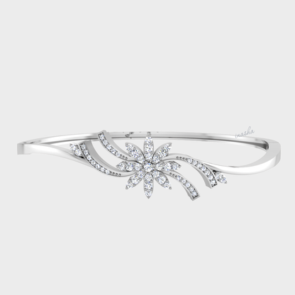 GLI certified lab grown round cut diamond bangle in white gold