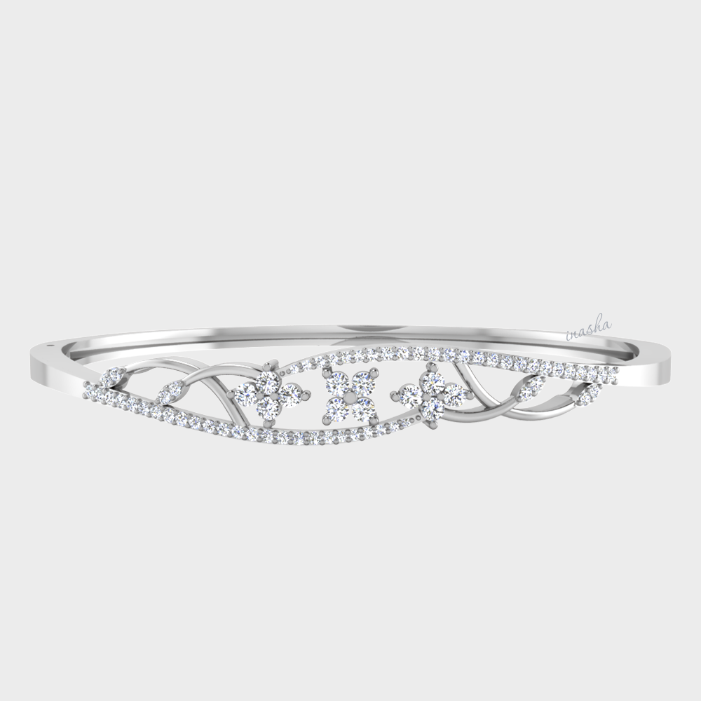 GLI certified lab grown round cut diamond bangle in white gold