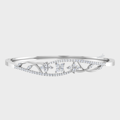 GLI certified lab grown round cut diamond bangle in white gold
