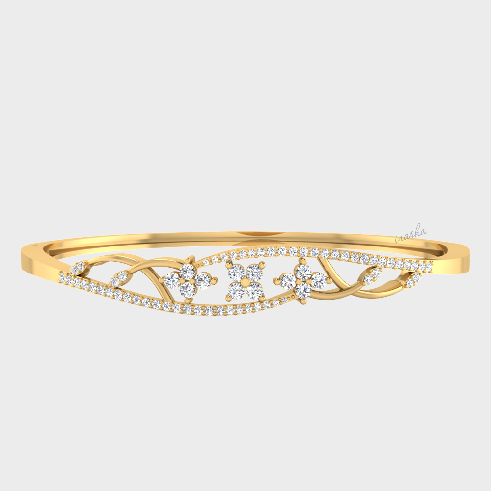 GLI certified lab grown round cut diamond bangle in yellow gold