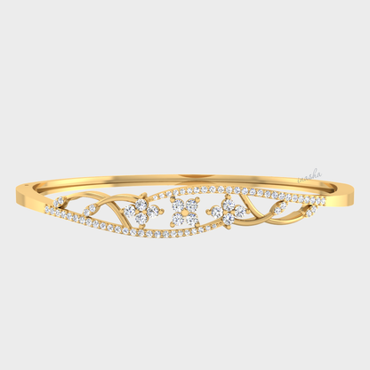 GLI certified lab grown round cut diamond bangle in yellow gold