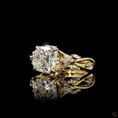 IGI certified lab grown diamond ring radiant marquise yellow gold