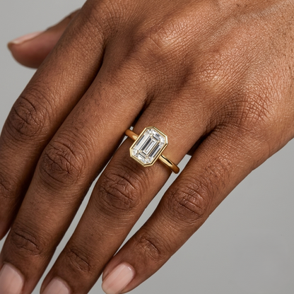 1 To 5 Ct Emerald Cut Lab Grown Diamond Womens Ring In 9K 14K 18K Yellow White Rose Gold Or 950 Platinum