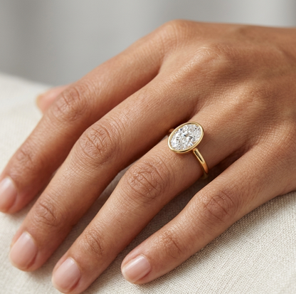 1 To 5 Ct Oval Cut Lab Grown Diamond Womens Ring In 9K 14K 18K Yellow White Rose Gold Or 950 Platinum