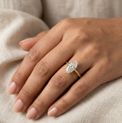 1 To 5 Ct Marquise Cut Lab Grown Diamond Engagement Ring In 9K 14K 18K Yellow White Rose Gold Or 950 Platinum