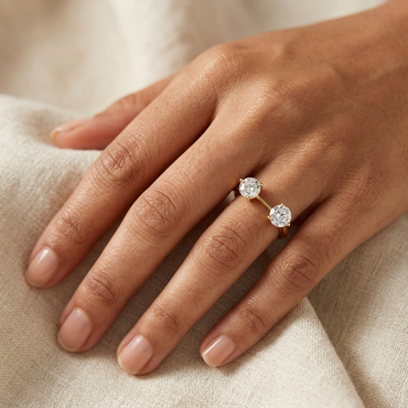 2 Carat Round Cut Lab-Grown Two-Stone Diamond Ring in 9K, 14K, 18K Gold or 950 Platinum