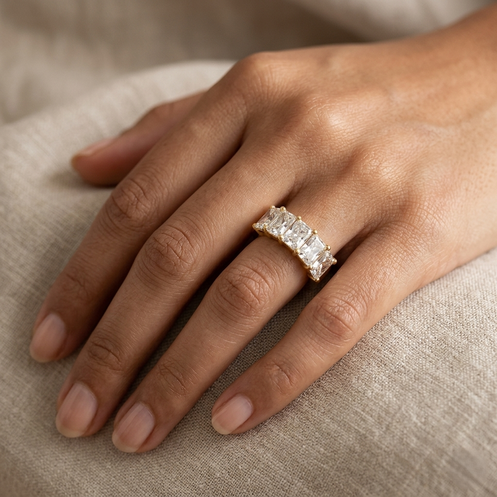 2.07 Ct Radiant Cut Lab-Grown Diamond Band in 9K, 14K, 18K Yellow, White, Rose Gold or 950 Platinum