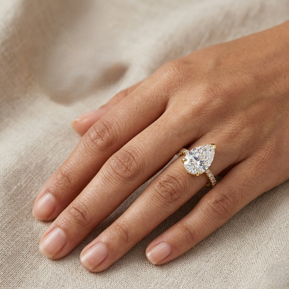 5.91 Ct Pear Cut Lab-Grown Diamond Halo Ring in