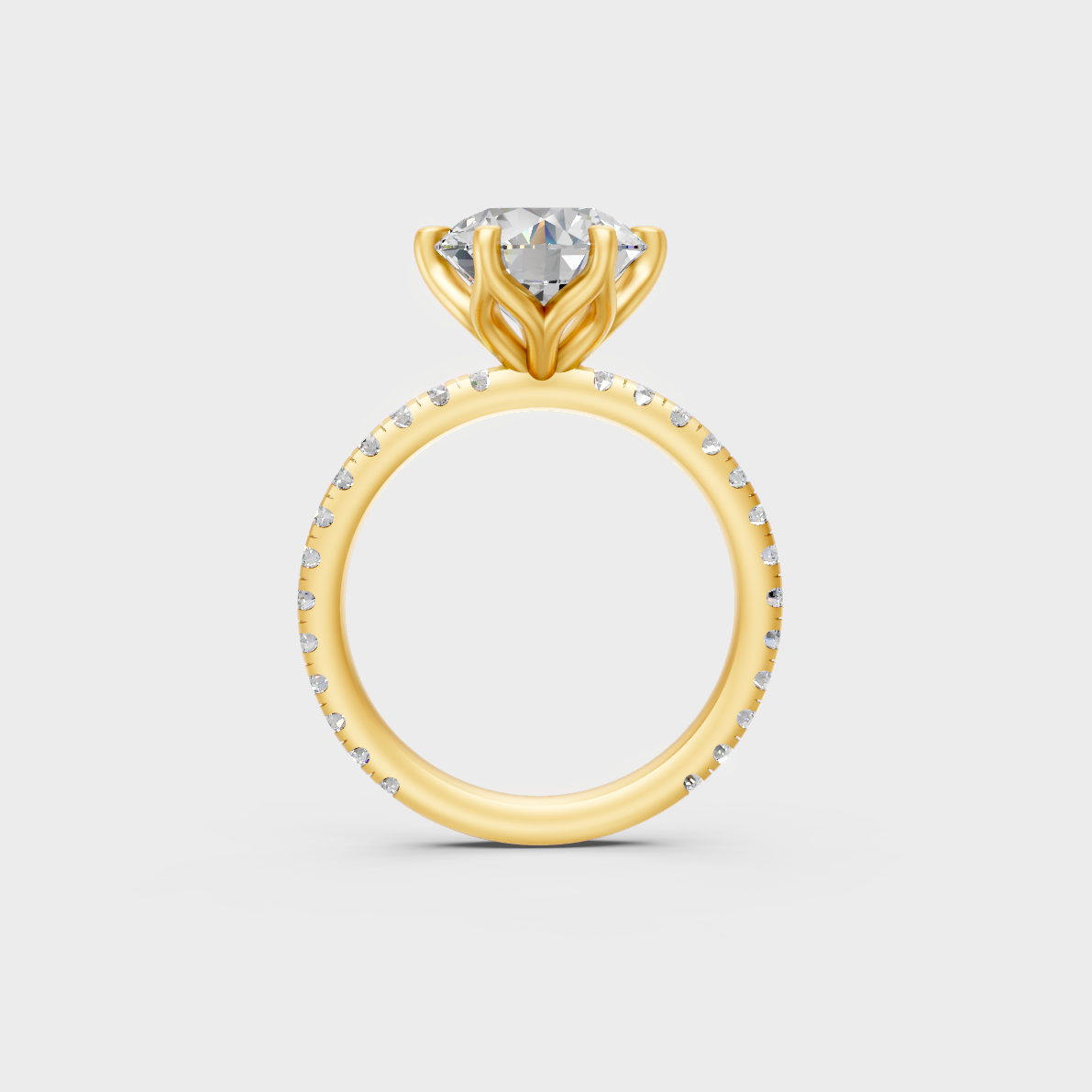 Luxury 2.4 Ct Round Cut Lab-Grown Diamond Ring with elegant styling in 9K Yellow Gold.