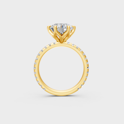 Luxury 2.4 Ct Round Cut Lab-Grown Diamond Ring with elegant styling in 9K Yellow Gold.