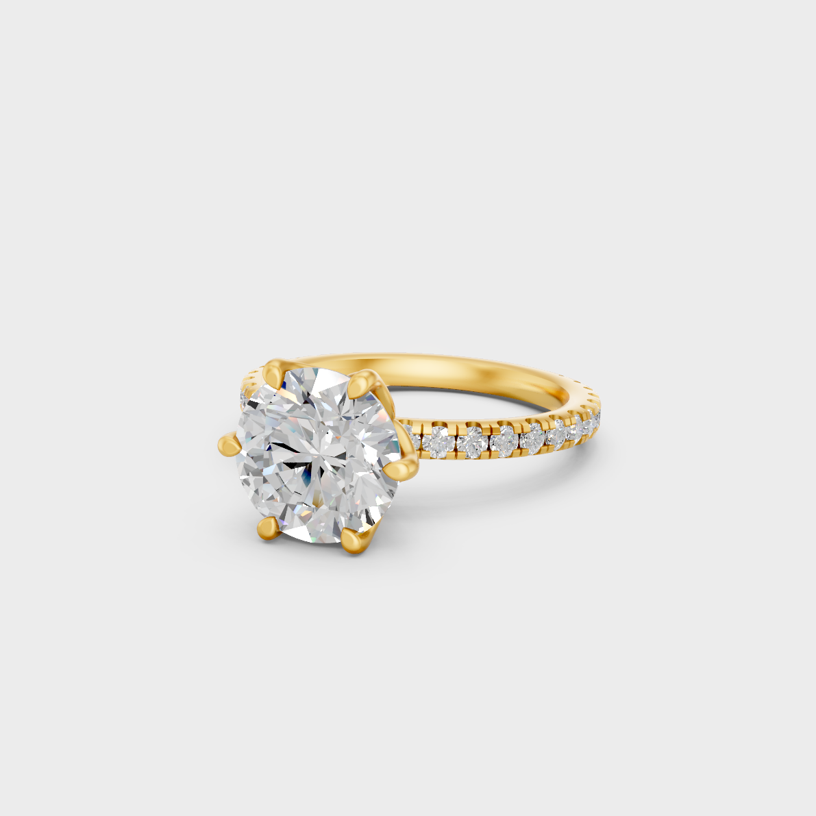 Certified 2.4 Ct Round-Cut Lab-Grown Diamond Engagement Ring in 18K Yellow Gold.