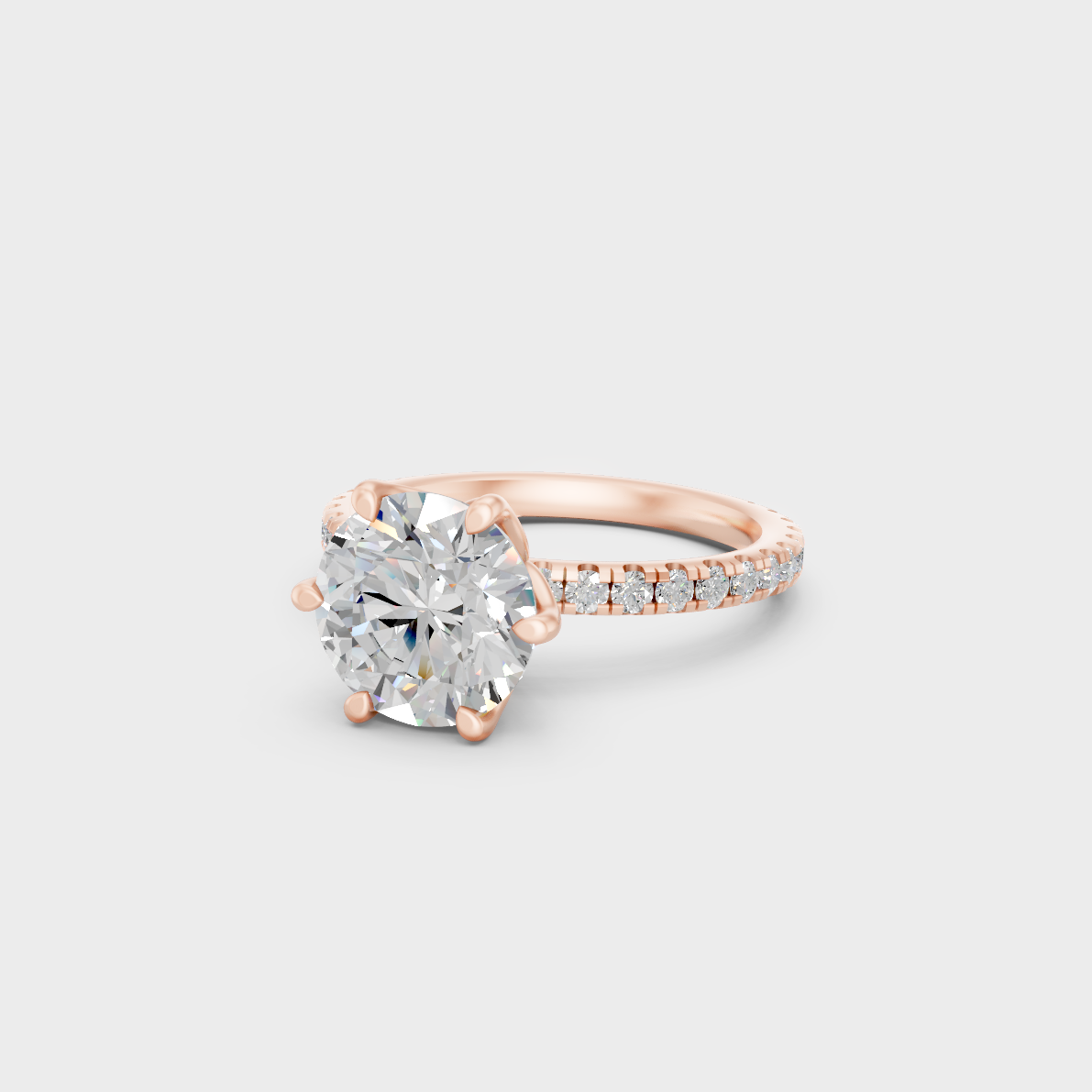 Distinctive 2.4 Ct Round-Cut Lab-Grown Diamond Engagement Ring in 18K Rose Gold.