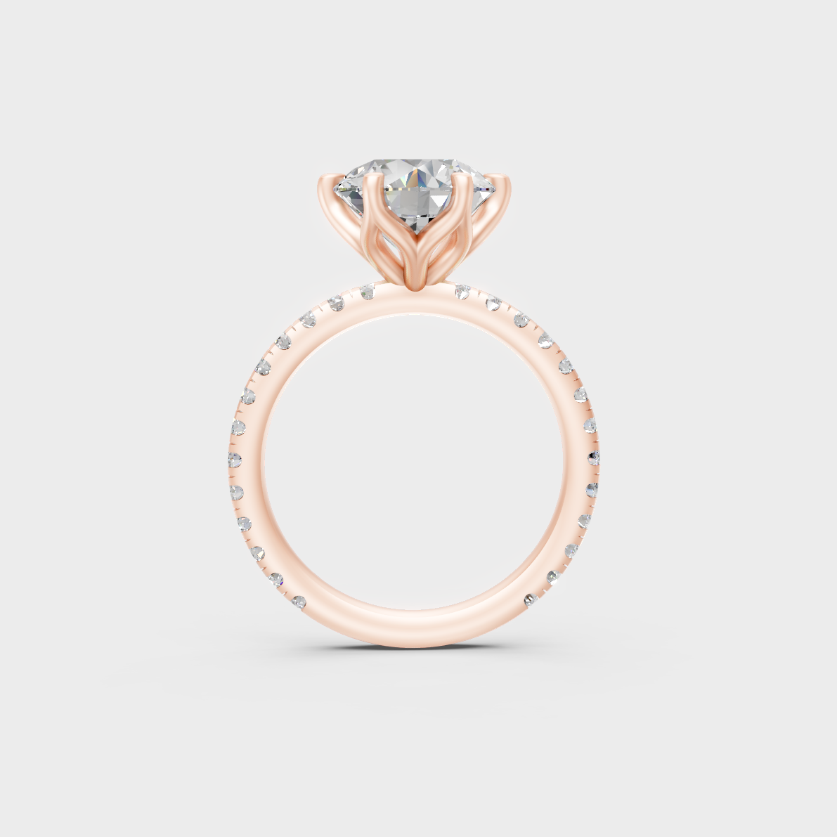 Unique 2.4 Ct Certified Lab-Grown Diamond Round Ring with modern appeal in 9K Rose Gold.
