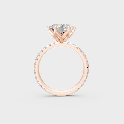 Unique 2.4 Ct Certified Lab-Grown Diamond Round Ring with modern appeal in 9K Rose Gold.
