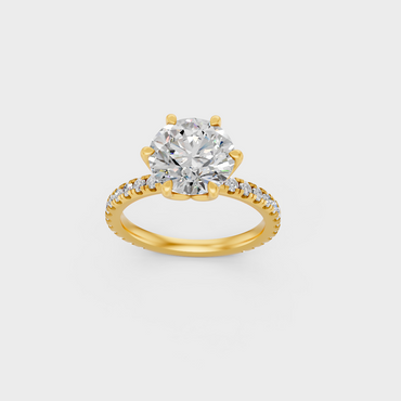 Majestic 2.4 Carat Round-Cut Lab-Grown Diamond Solitaire in a polished 14K Yellow Gold setting.