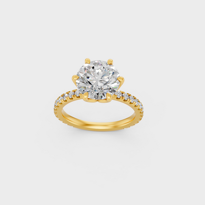 Majestic 2.4 Carat Round-Cut Lab-Grown Diamond Solitaire in a polished 14K Yellow Gold setting.