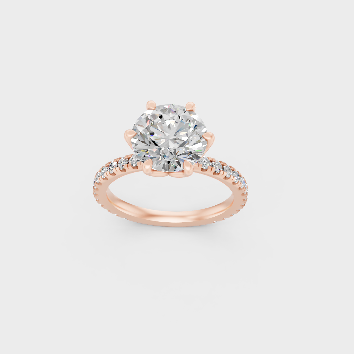 Exquisite 2.4 Ct Round-Cut Lab-Grown Diamond Solitaire, polished 14K Rose Gold finish.