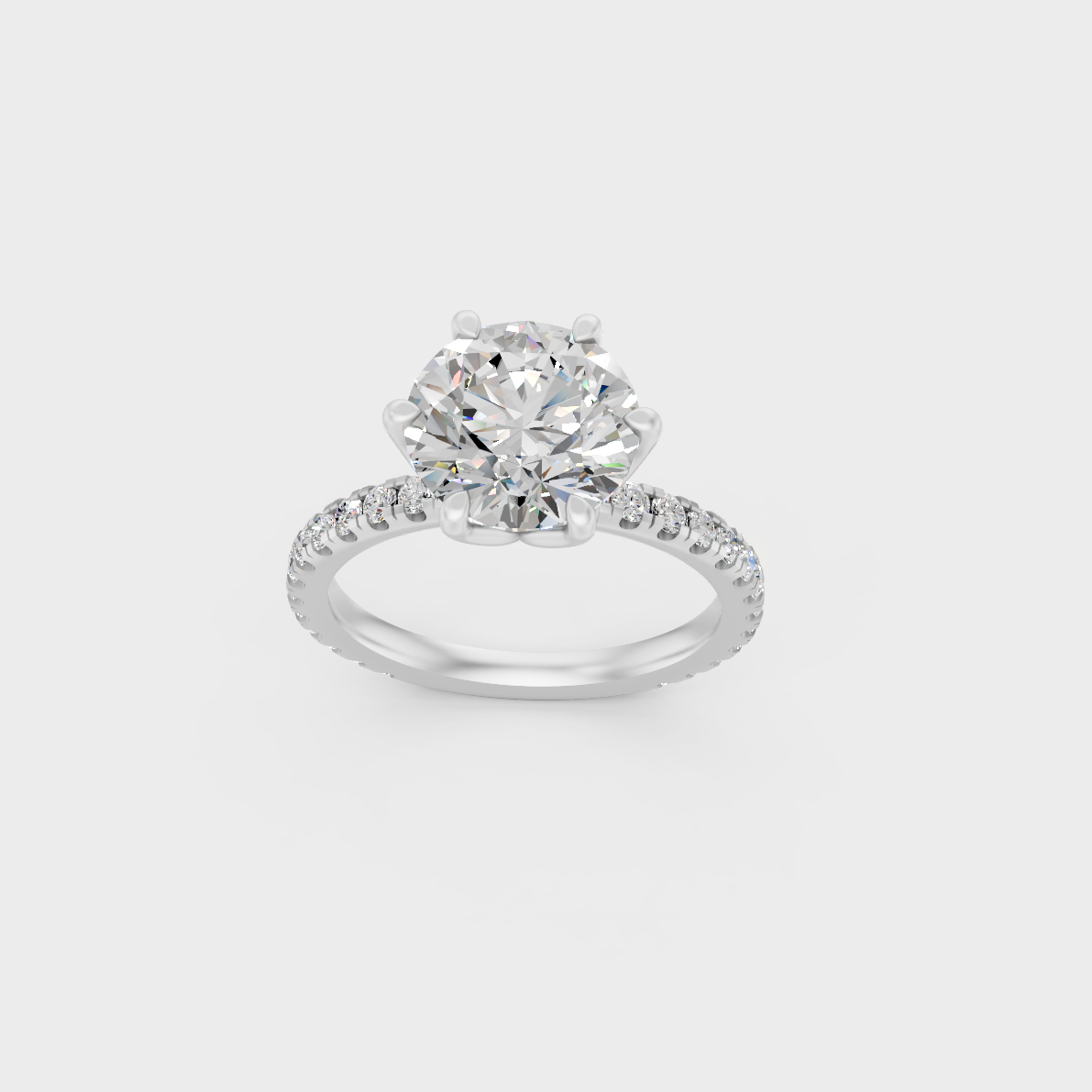 Luxury 2.4 Ct Round Diamond Engagement Ring showcasing crisp 18K White Gold.