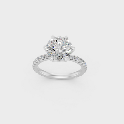 Luxury 2.4 Ct Round Diamond Engagement Ring showcasing crisp 18K White Gold.