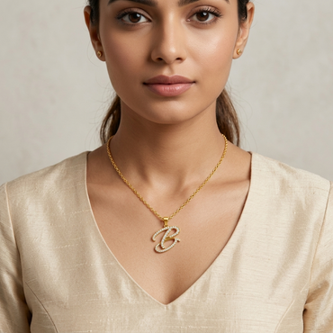 Shop our custom "B" Alphabet Lab Grown Diamond Pendant with Chain. Available in 9K, 14K, 18K Yellow, White, Rose Gold & 950 Platinum. Conflict-free luxury shipped worldwide.