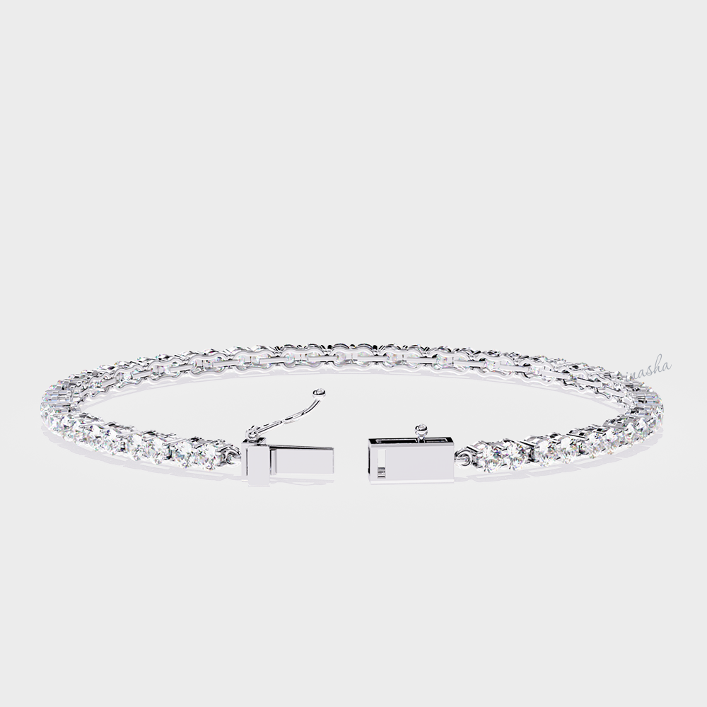 Premium round cut lab grown diamond bracelet platinum