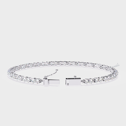 Premium round cut lab grown diamond bracelet platinum