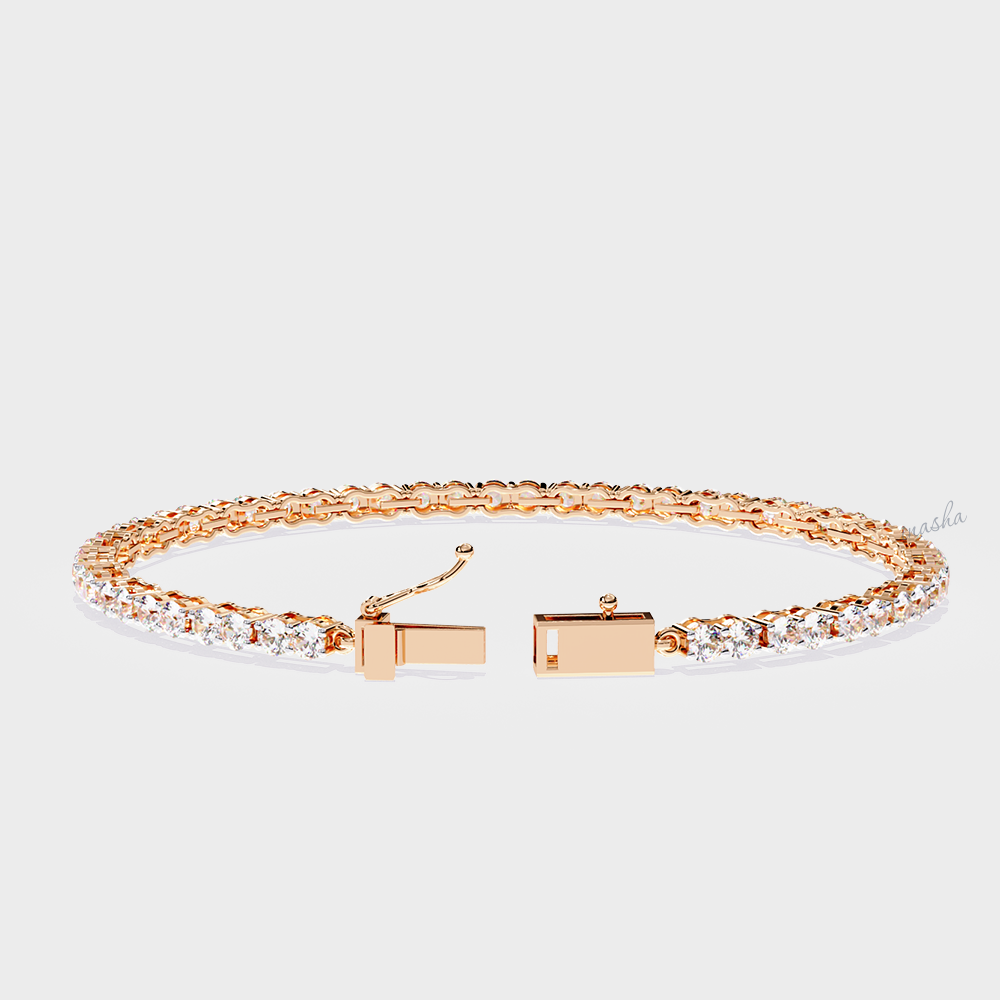 Premium round cut lab grown diamond bracelet rose gold