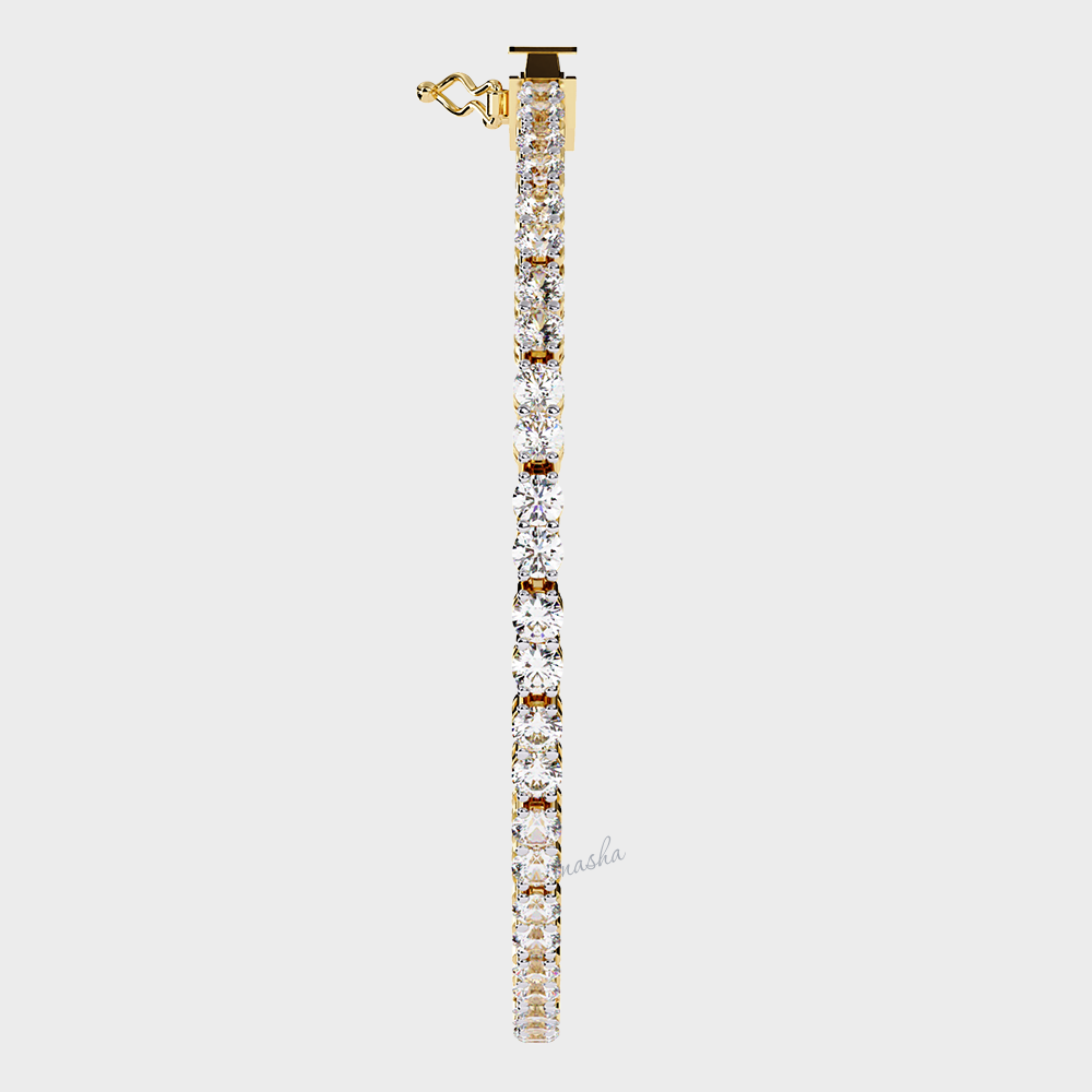 Premium round cut lab grown diamond bracelet yellow gold