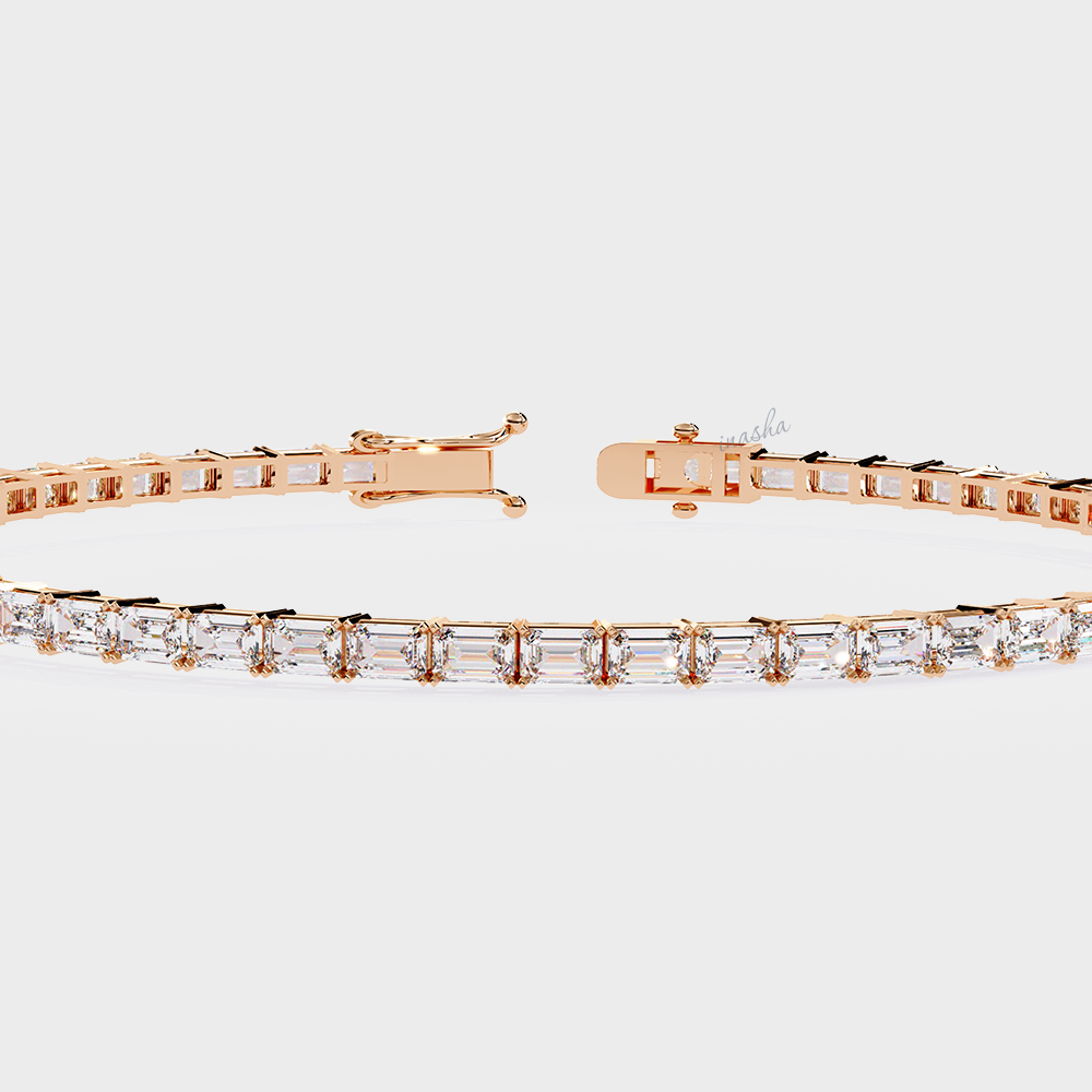 Luxury rose gold lab grown emerald cut diamond tennis bracelet premium fine jewelry