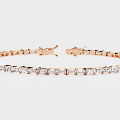 Luxury rose gold lab grown emerald cut diamond tennis bracelet premium fine jewelry